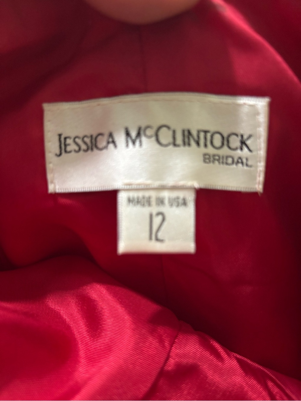 Jessica McClintock Strapless Red Satin Ball Gown Size 12 Y2K Vintage - Picture 3 of 9